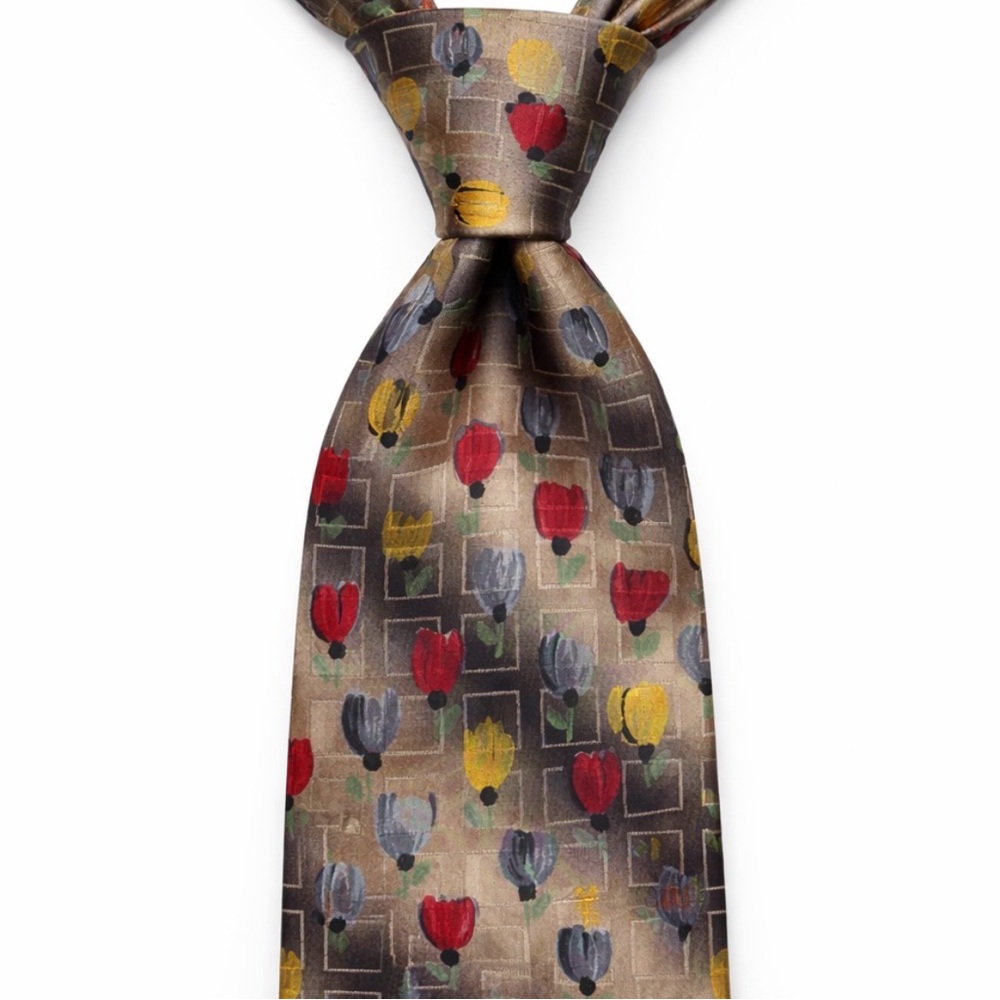 Ermenegildo Zegna‎ Vintage Floral Tulip Tie RARE Italy 57.5x4